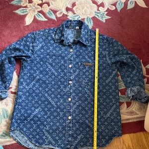 Blue Monogram Button-Down Shirt